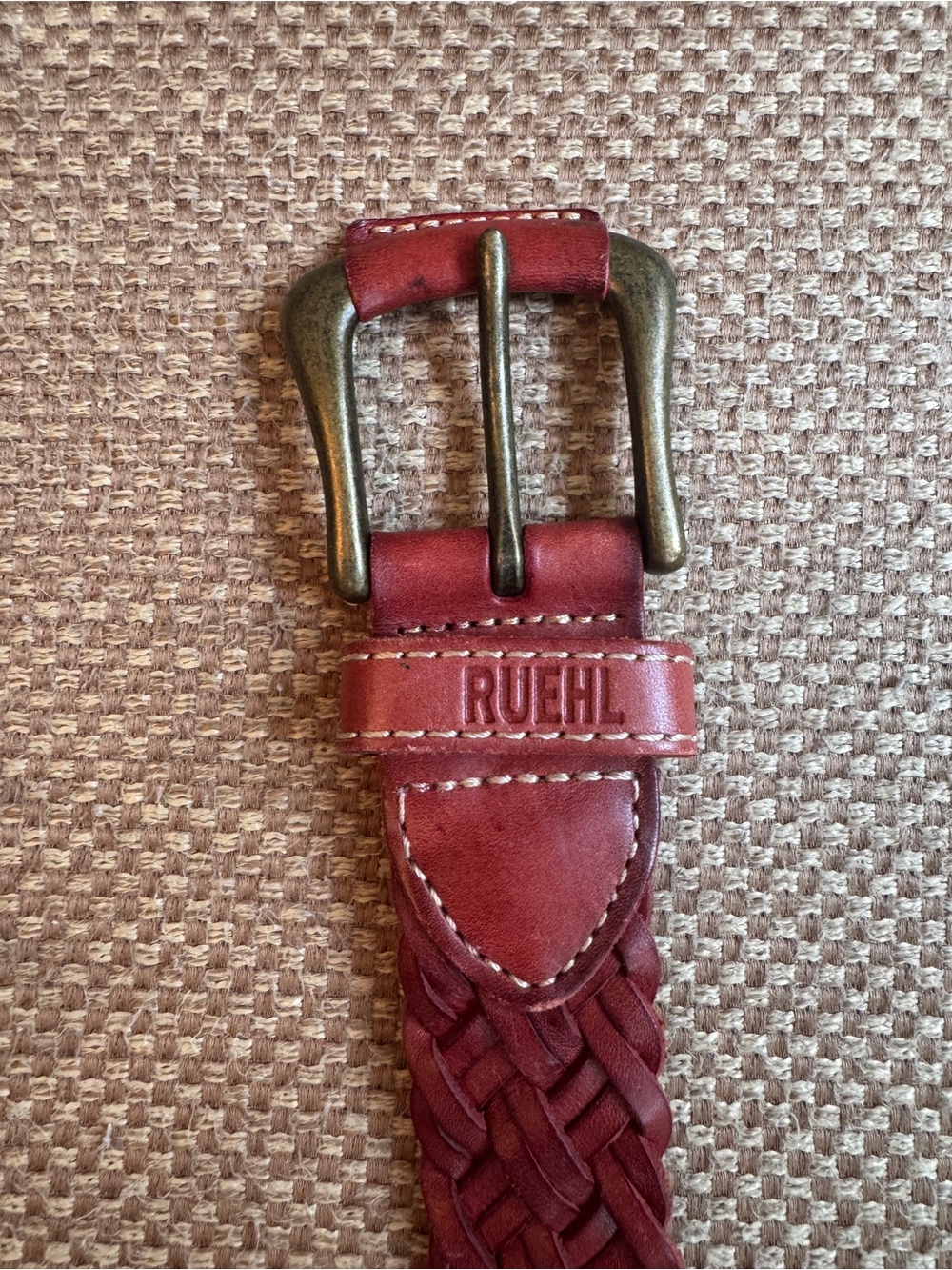 Women’s Braided Leather Belt in Red | Ruehl